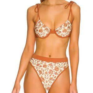 Tularosa Shia Bikini Set NWT Rust Floral - Underwire Top High Waisted Bottom (S)